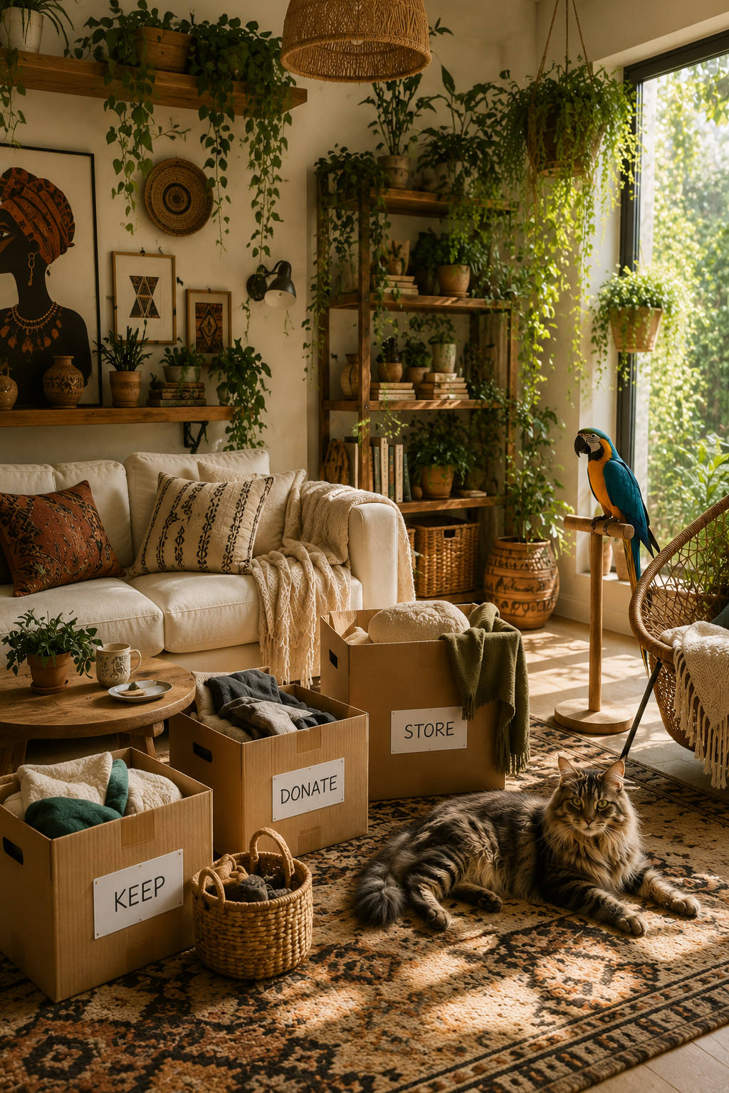 bohemian plant decor hanging shelf