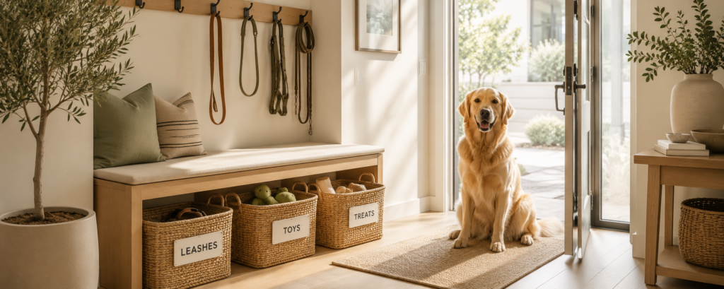 golden retriever mudroom entryway hero