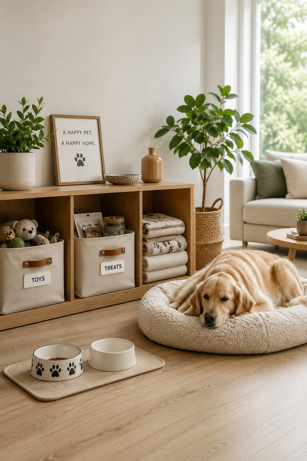 living room pet toy treat storage shelf
