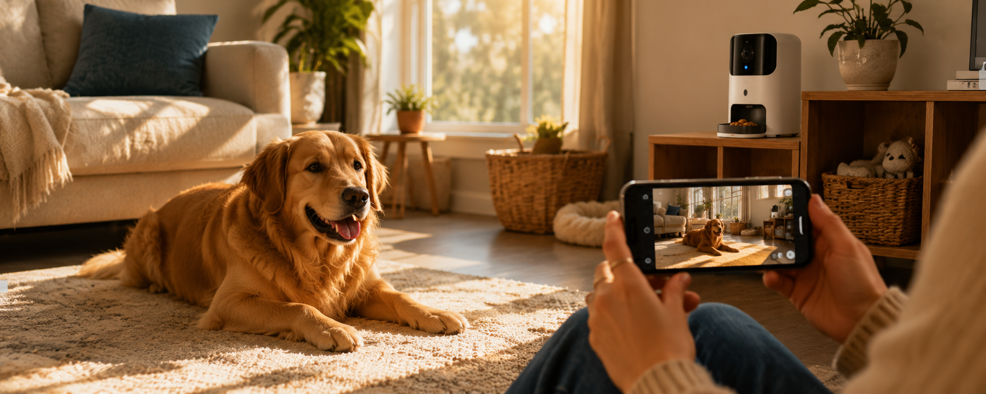 pet camera app remote viewing phone hero