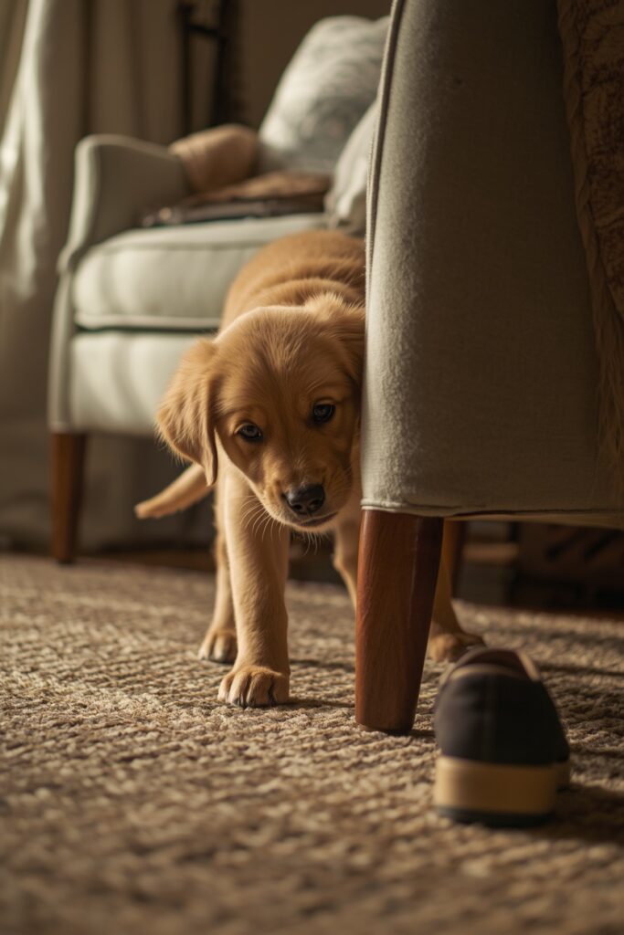 golden retriever puppy guilty