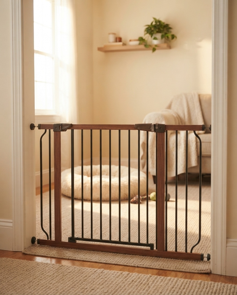Cozy living room set up safely for a new puppy